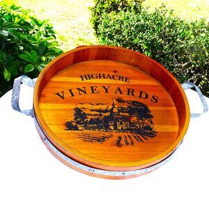 Wine Barrel Lid Serving Tray 15 3/4" x 2 1/2"